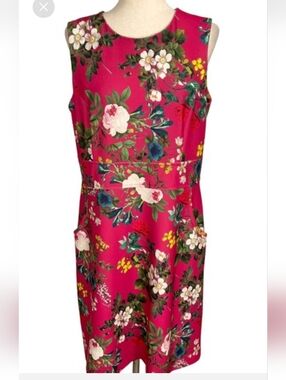 New 20W Plus Calvin Klein Red Floral Sleeveless A-Line Dress